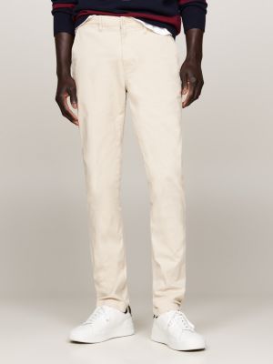 beige essential bleecker slim fit chinos for men tommy hilfiger