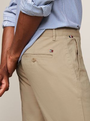 beige essential bleecker slim fit chinos for men tommy hilfiger