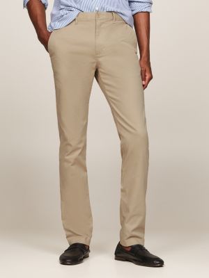 beige essential bleecker slim fit chinos for men tommy hilfiger