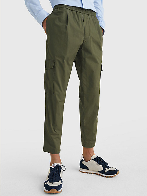 khaki cargo relaxed fit poplin chinos for men tommy hilfiger