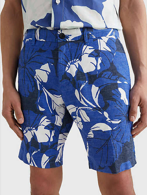 shorts chino harlem modern relaxed fit a fiori blu da uomo tommy hilfiger
