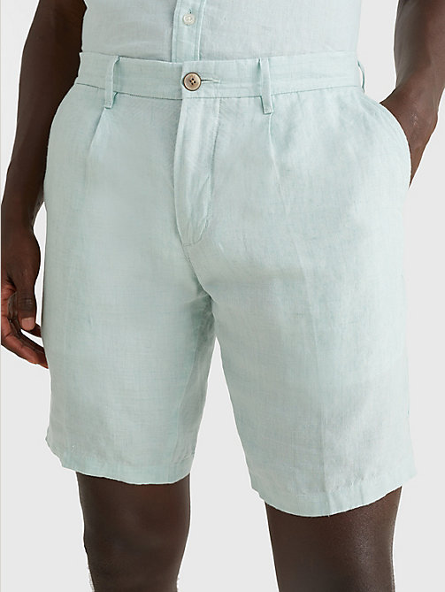 green brooklyn double-dyed linen shorts for men tommy hilfiger