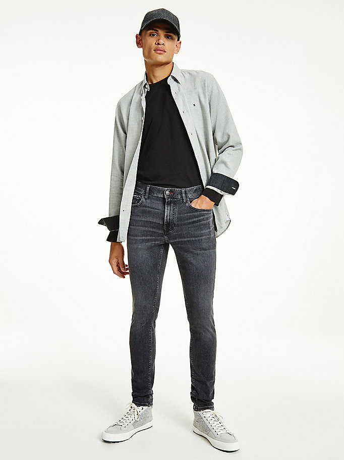 denim layton schwarze extra slim jeans mit fade-effekt für herren - tommy hilfiger