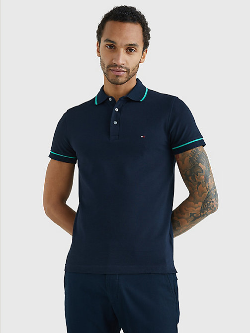 blue 1985 collection th flex slim polo for men tommy hilfiger