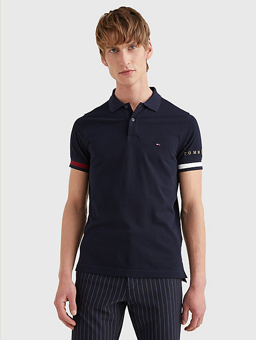 blue icons flag slim fit polo for men tommy hilfiger
