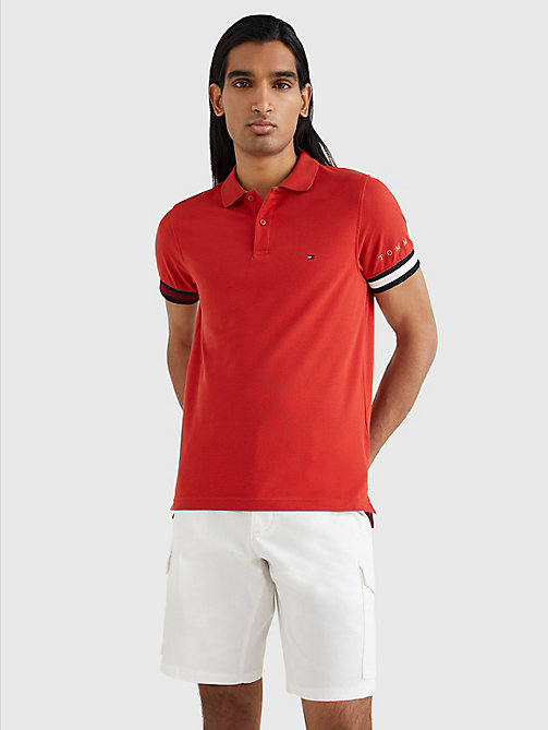 red icons flag slim fit polo for men tommy hilfiger