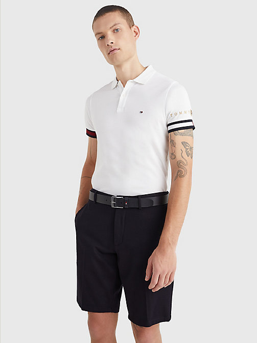 white icons flag slim fit polo for men tommy hilfiger