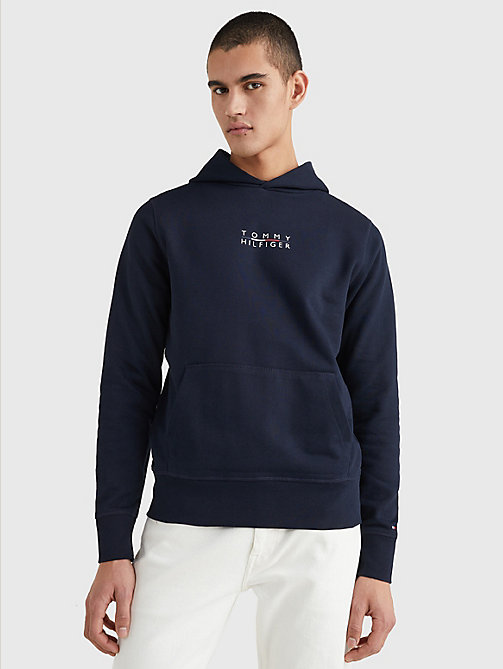 blue logo embroidery hoody for men tommy hilfiger
