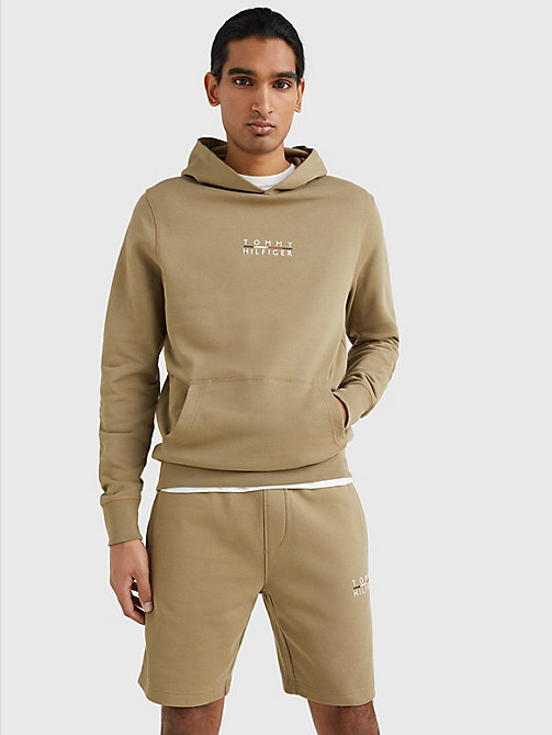 brown logo embroidery hoody for men tommy hilfiger