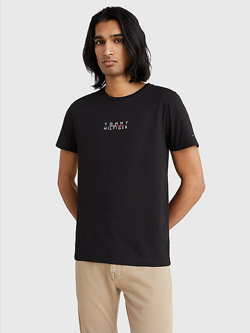 t-shirt à logo noir pour hommes tommy hilfiger