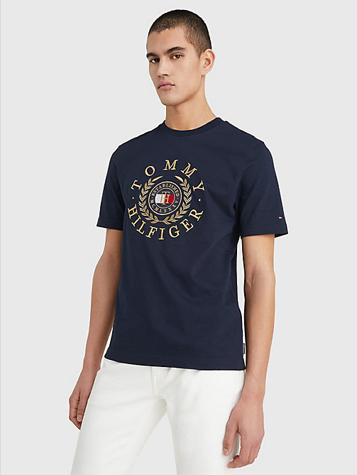 camiseta icons con logo bordado azul de mujer tommy hilfiger