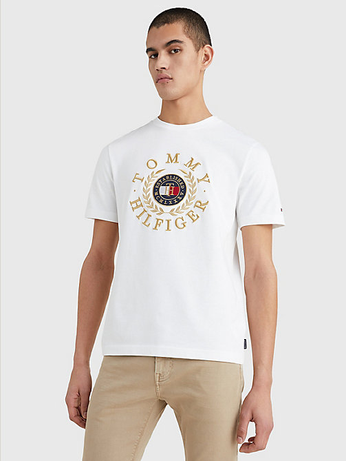 camiseta icons con logo bordado blanco de mujer tommy hilfiger