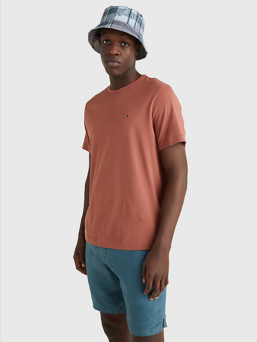 t-shirt 1985 collection en coton supima marron pour hommes tommy hilfiger