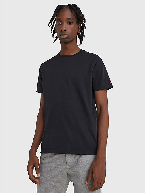 schwarz elevated t-shirt aus interlock für herren - tommy hilfiger