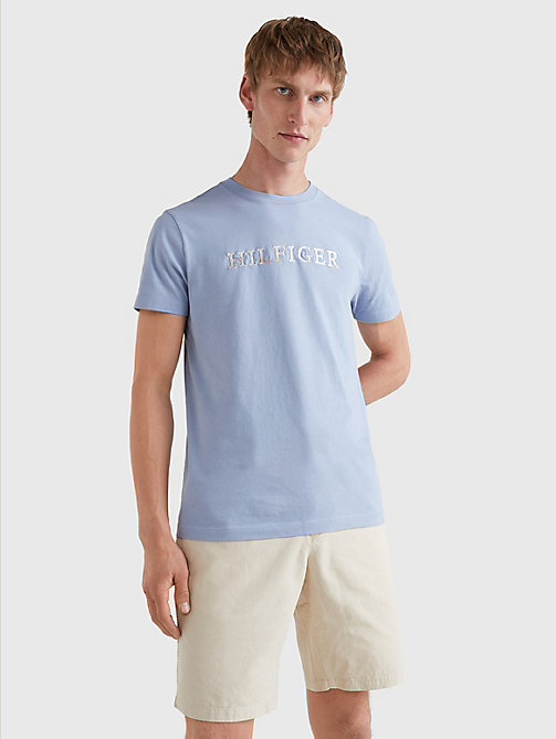 t-shirt th cool con logo ricamato blu da men tommy hilfiger