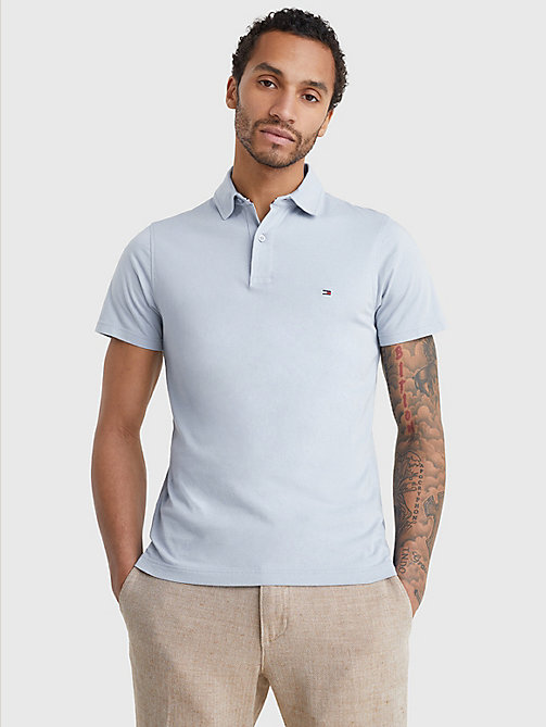 blue essential jersey slim fit polo for men tommy hilfiger