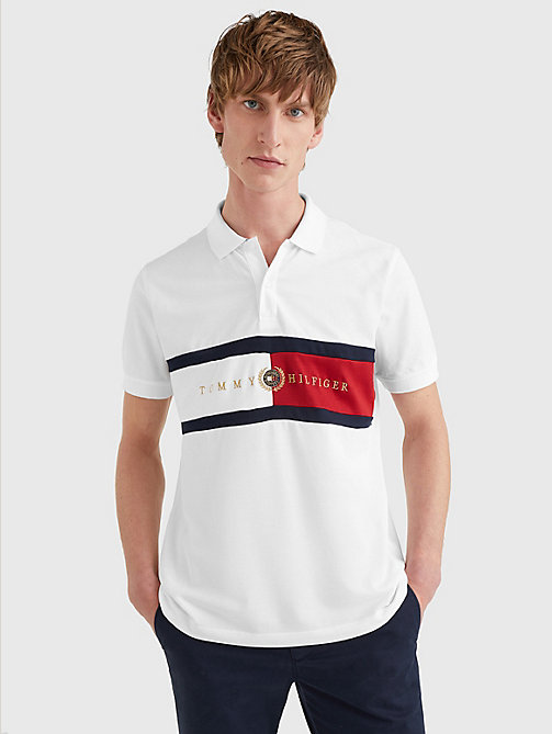 white icons logo regular fit polo for men tommy hilfiger