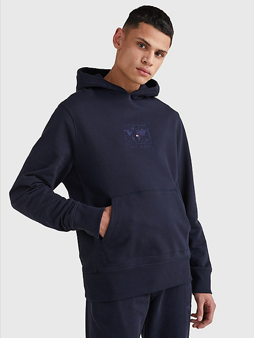 blue earth graphic hoody for men tommy hilfiger