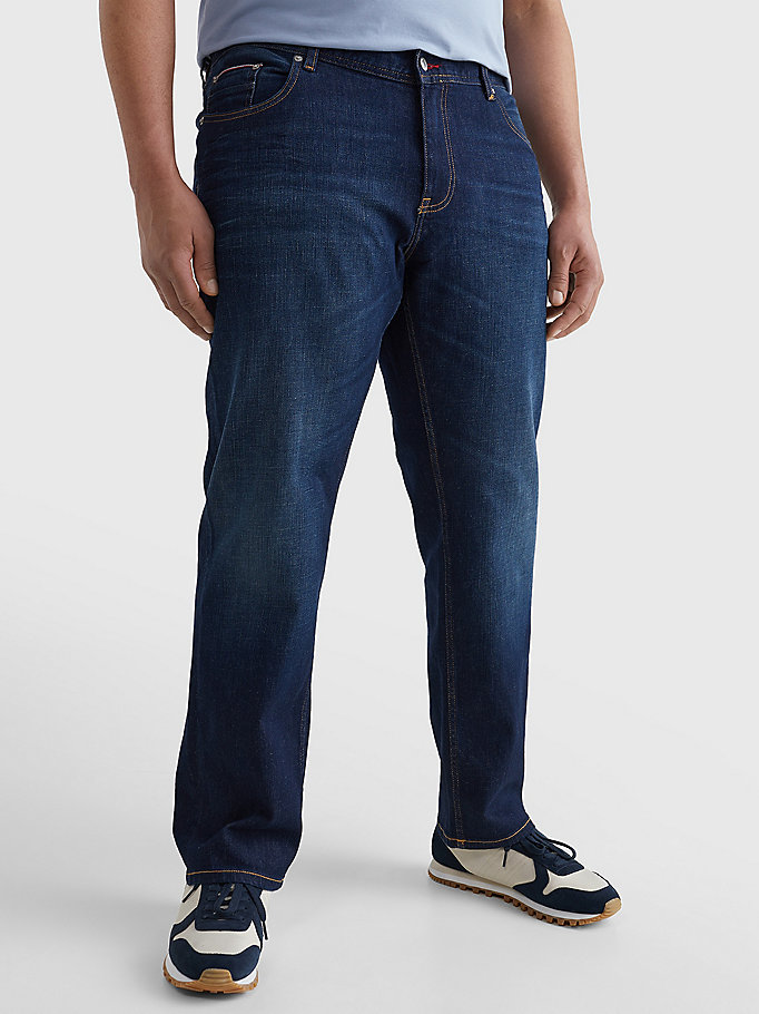 jeans mercer plus straight fit con scoloriture denim da uomo tommy hilfiger