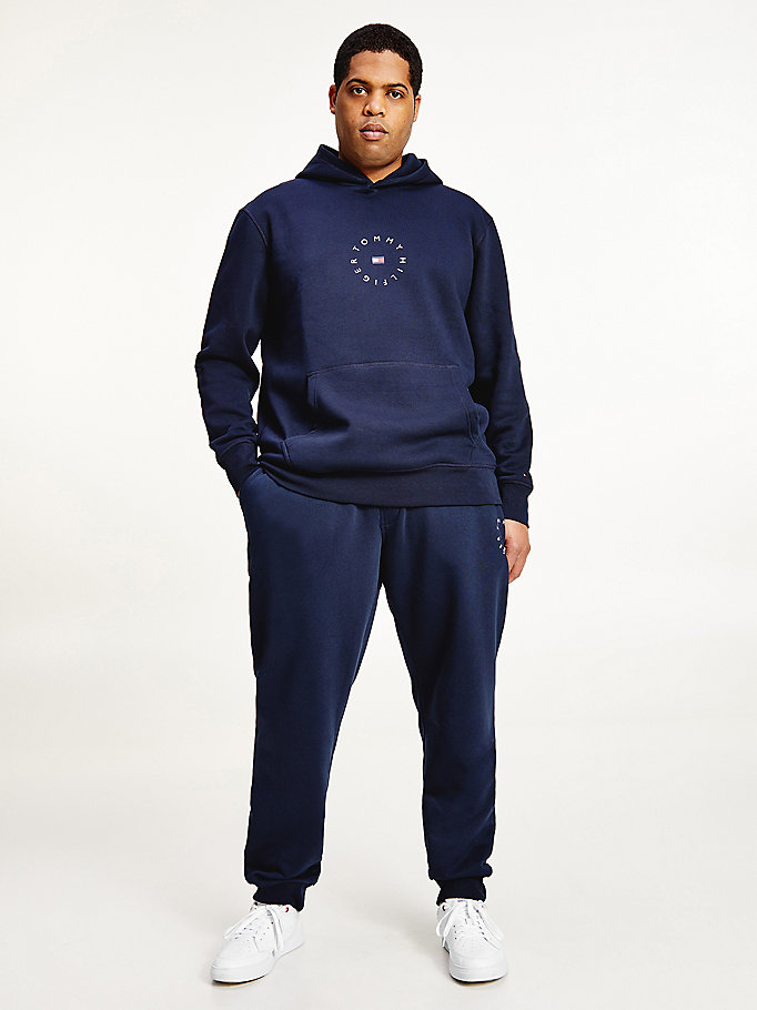 blau plus hoodie aus flex-fleece mit grafik für men - tommy hilfiger