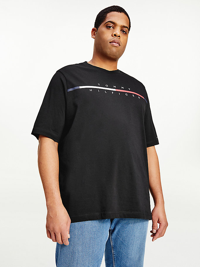 zwart plus t-shirt met signature split logo voor men - tommy hilfiger