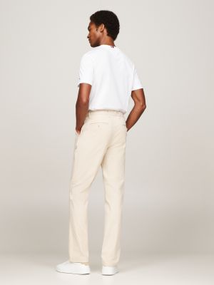 pantaloni chino denton essential straight fit beige da uomini tommy hilfiger