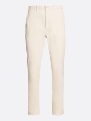 pantaloni chino denton essential straight fit beige da uomini tommy hilfiger