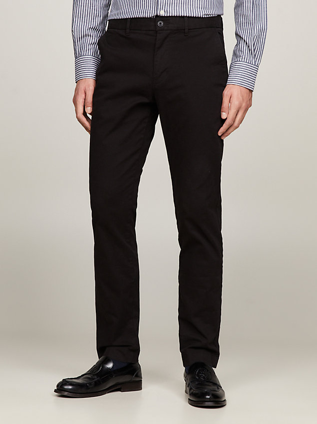 black essential denton regular fit trousers for men tommy hilfiger