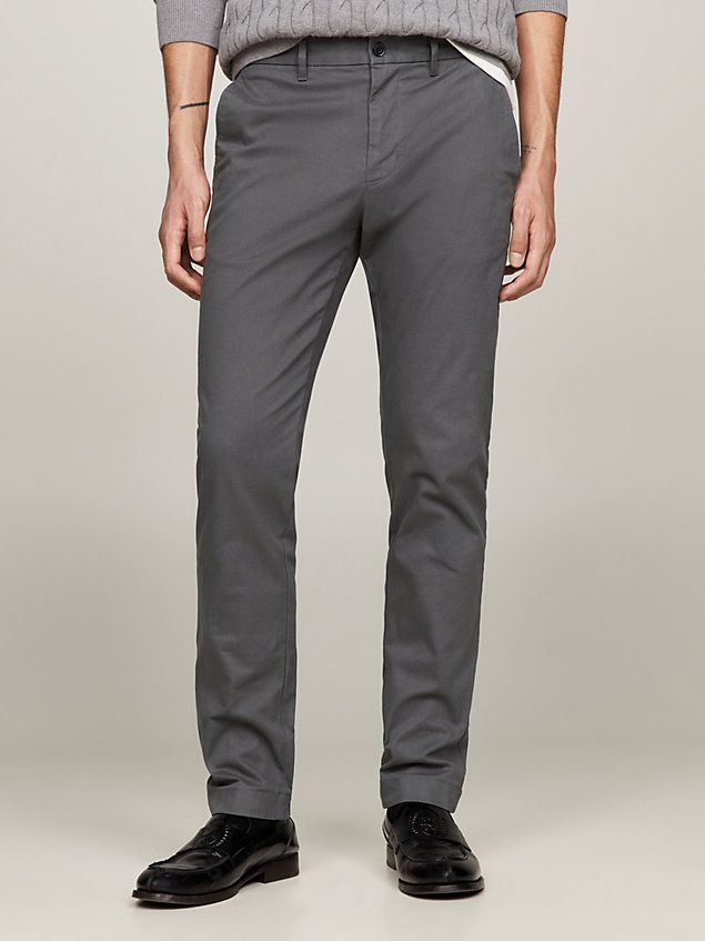 pantaloni denton essential regular fit grey da uomo tommy hilfiger