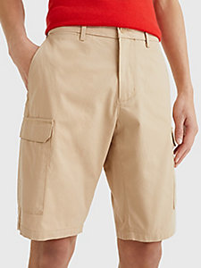 beige twill cargo shorts for men tommy hilfiger