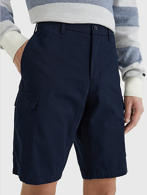 blue twill cargo shorts for men tommy hilfiger