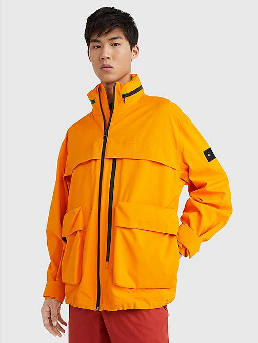 orange gore-tex padded jacket for men tommy hilfiger