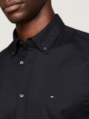 Chemise TH Flex en popeline de coton Noir Tommy Hilfiger