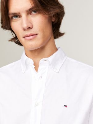 white th flex cotton poplin shirt for men tommy hilfiger