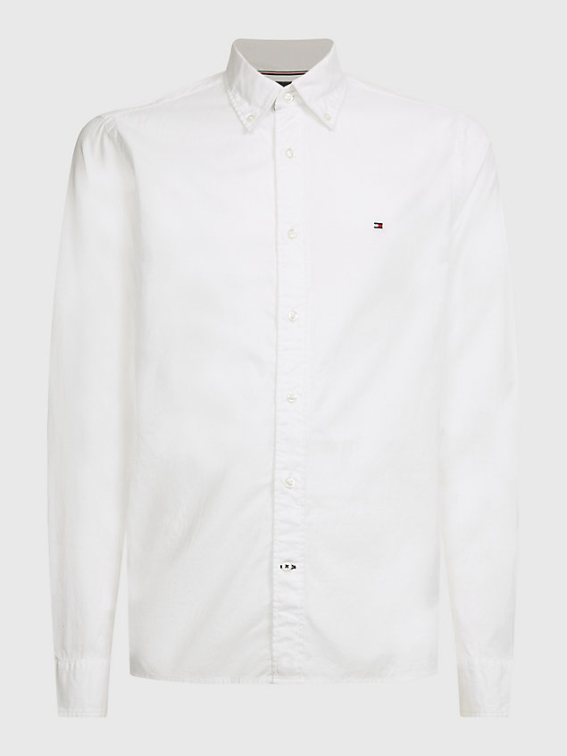 chemise th flex en popeline de coton white pour hommes tommy hilfiger