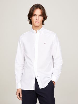 chemise th flex en popeline de coton white pour hommes tommy hilfiger