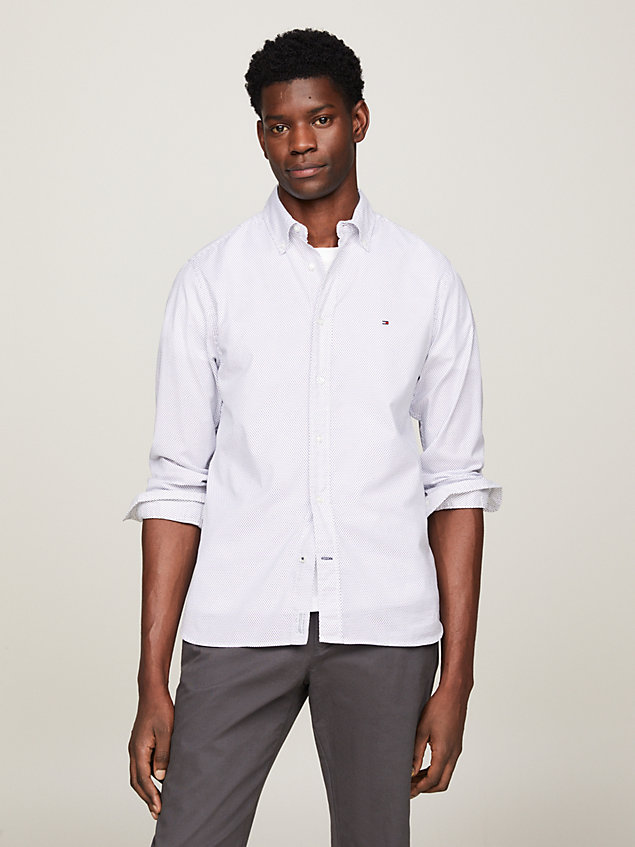 chemise th flex à motif géométrique white pour hommes tommy hilfiger
