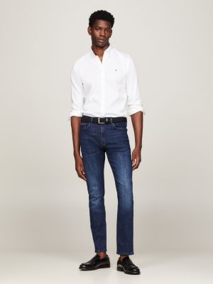 white th flex poplin dobby shirt for men tommy hilfiger