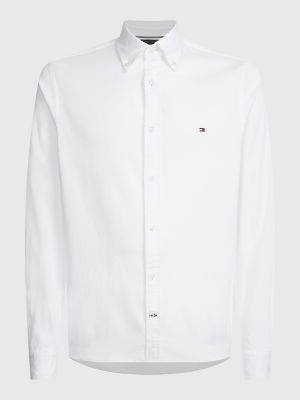 white th flex poplin dobby shirt for men tommy hilfiger