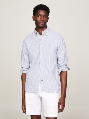 Stripe Regular Fit Short Sleeve Shirt | Blue | Tommy Hilfiger
