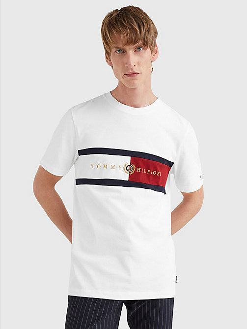wit icons t-shirt met embleem voor heren - tommy hilfiger