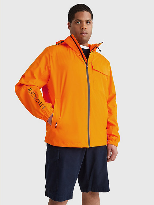 orange plus th tech warm hooded jacket for men tommy hilfiger