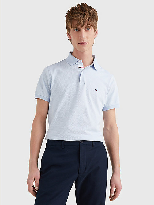 blue micro print slim fit polo for men tommy hilfiger