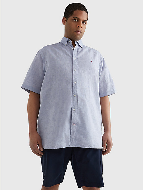niebieski koszula plus o regularnym zwężanym kroju dla mężczyźni - tommy hilfiger