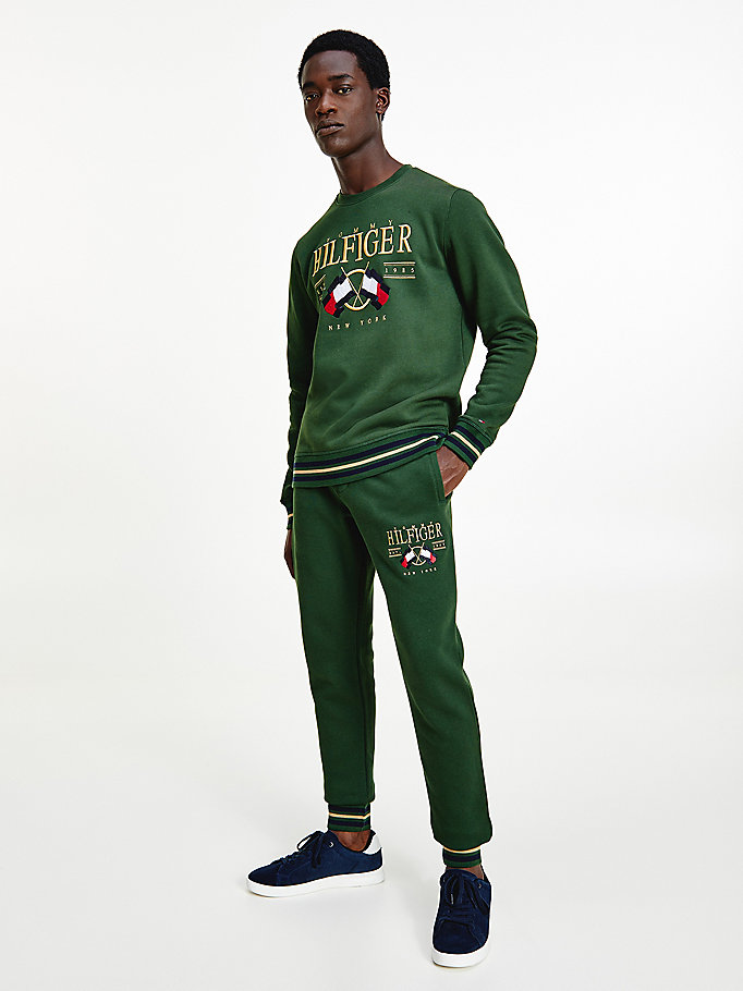 groen exclusive sweatshirt met vlaglogo voor men - tommy hilfiger