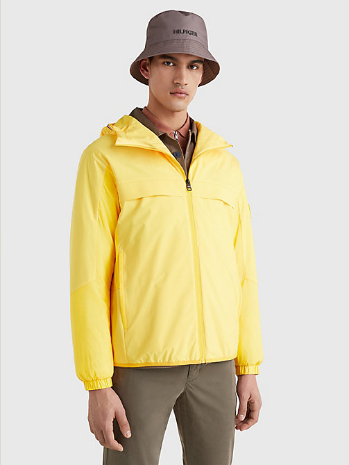 yellow th tech logo hooded jacket for men tommy hilfiger