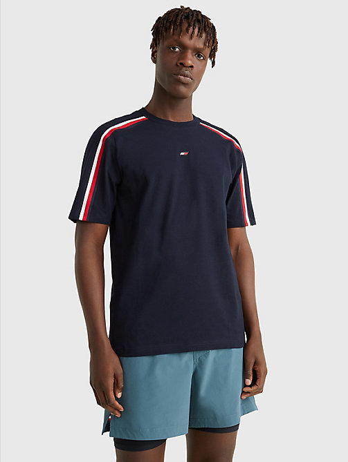 t-shirt de sport th cool à bande emblématique bleu pour hommes tommy hilfiger