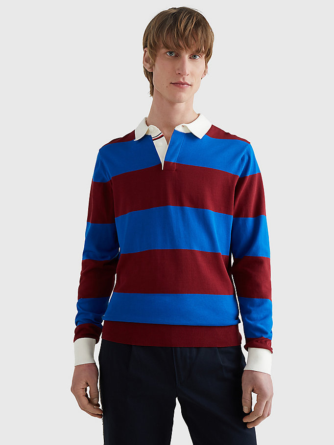 Knitted Stripe Rugby Shirt | RED | Tommy Hilfiger