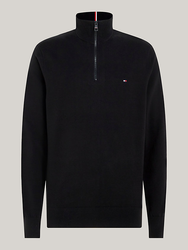 black 1985 collection half-zip jumper for men tommy hilfiger