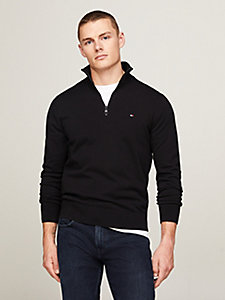 black 1985 collection half zip sweatshirt for men tommy hilfiger